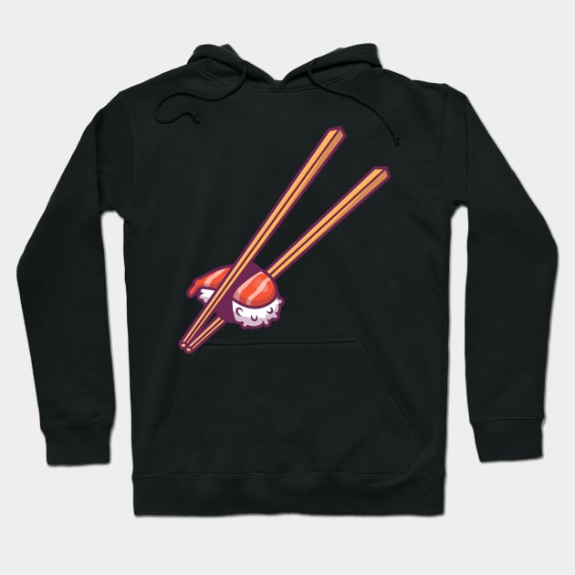 Sushi With Chopstick Cartoon Hoodie by Catalyst Labs